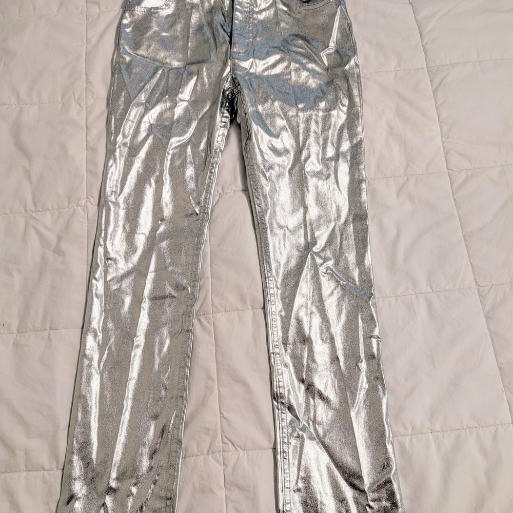 Shiny Silver Metallic Pants